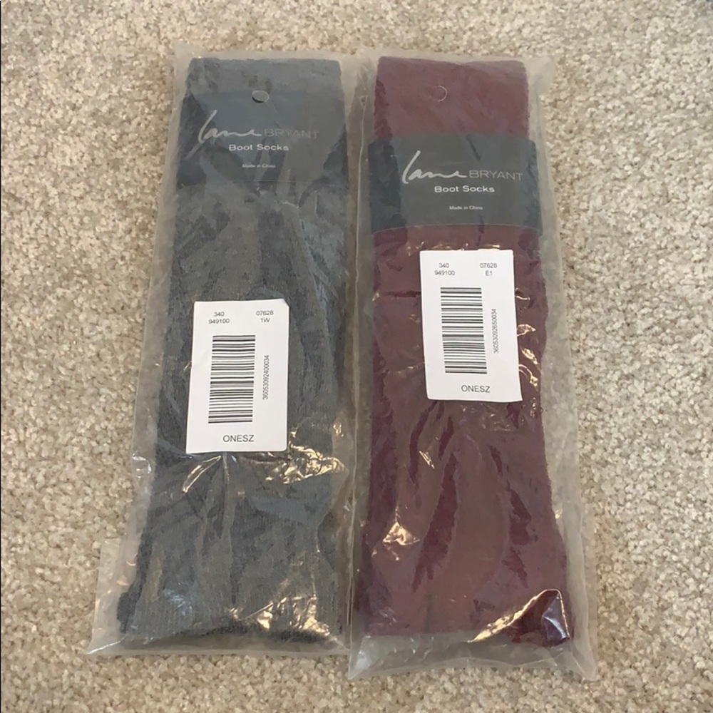Lane Bryant Boot Socks Dark Gray and Wine